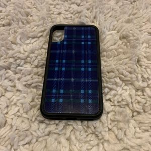 wildflower phone case blue plaid